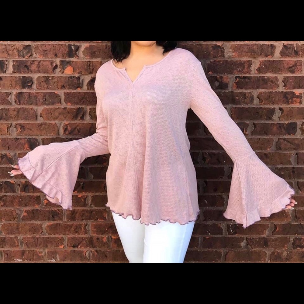 Waffle knit blouse